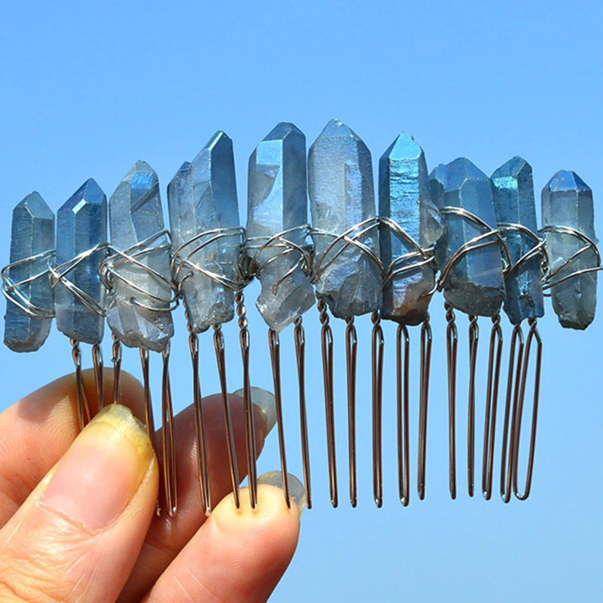 CRYSTAL HAIR COMBS WIRE WRAPPED