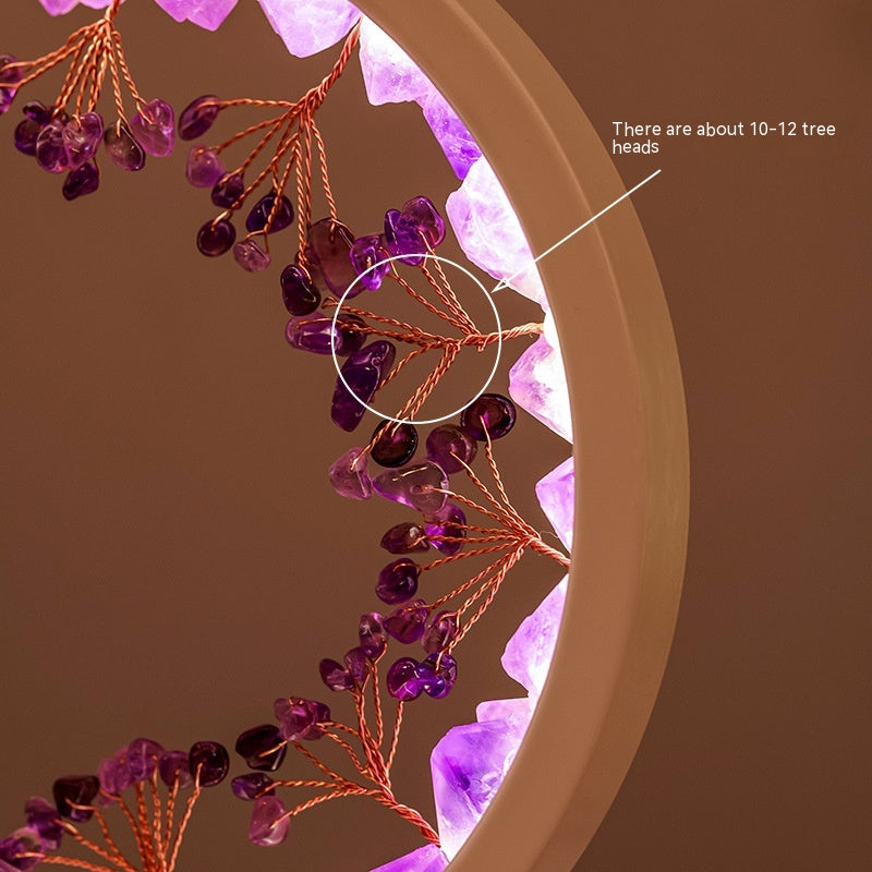 Close-up of purple and orange decorative elements on a brown background
