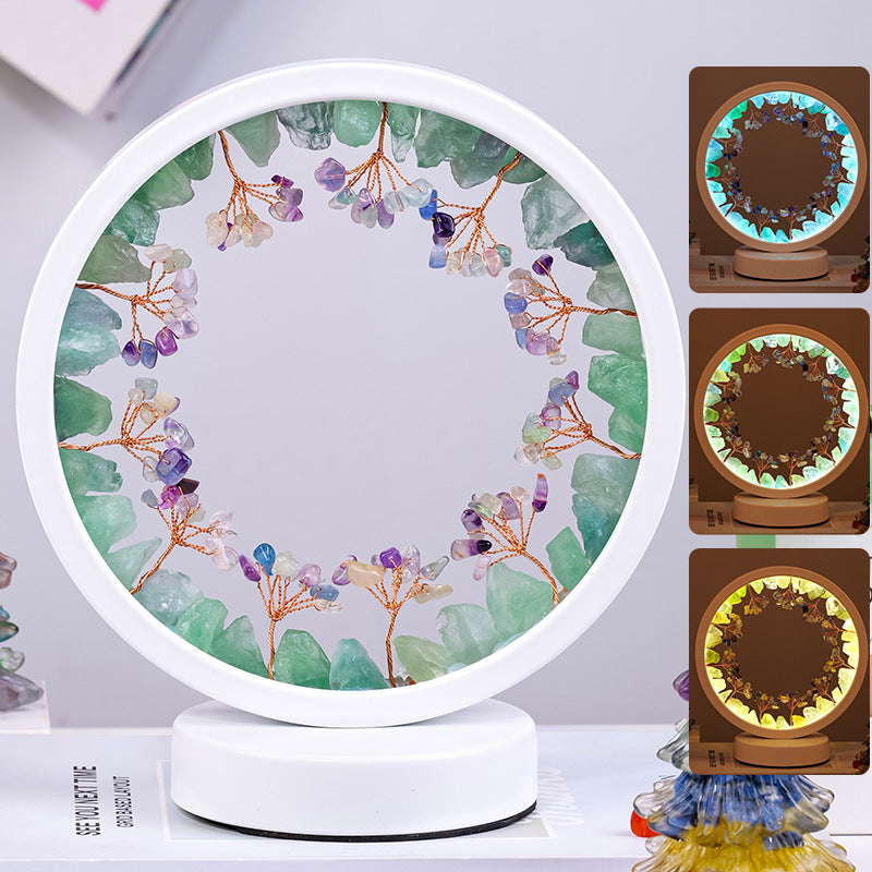 Round decorative item with floral design on a white background