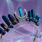 BLUE RAINBOW AURA SILVER GODDESS CRYSTAL CROWN