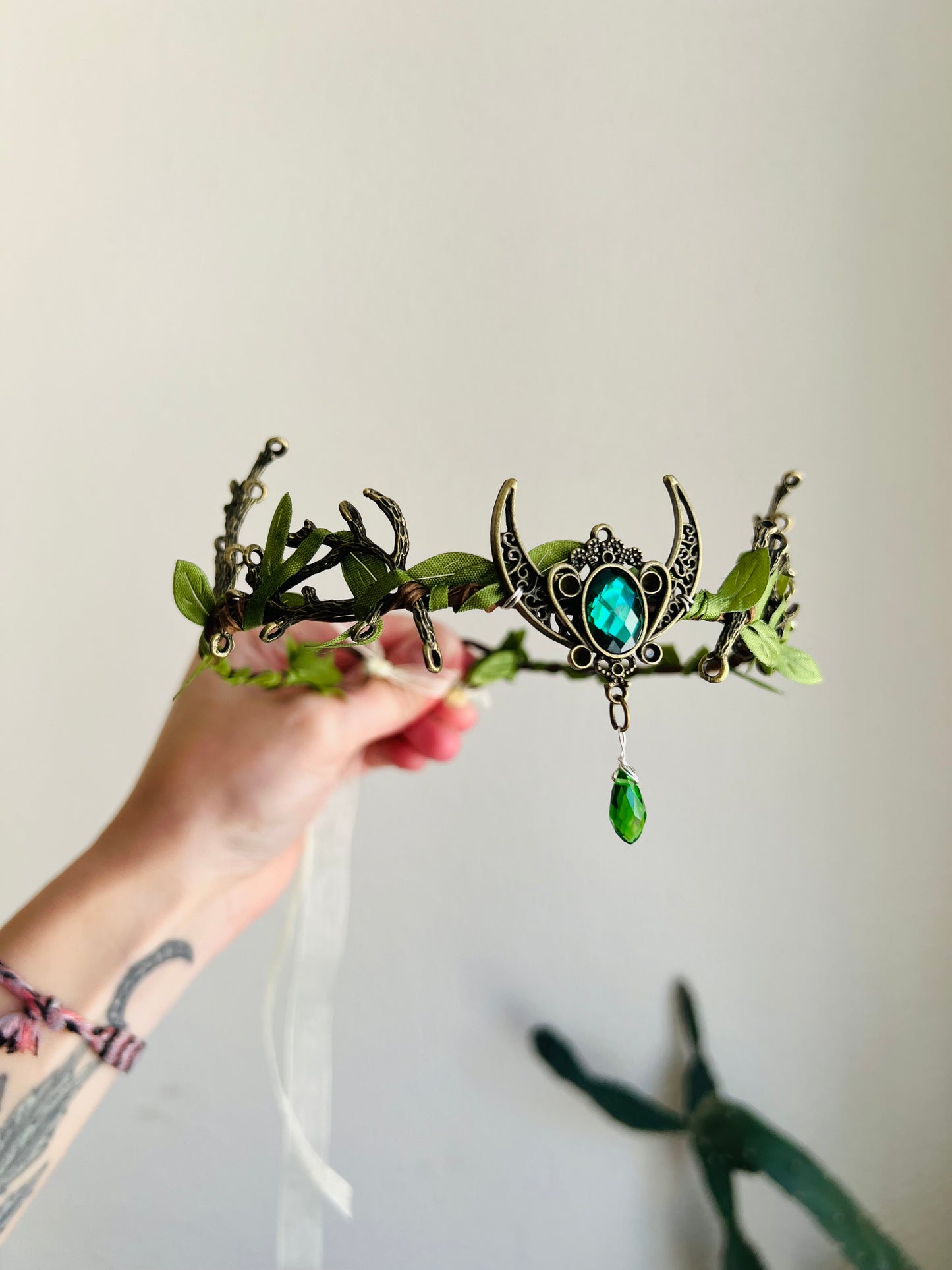 FOREST FAIRY TIARA GREEN WITH SPARKLY GEMS