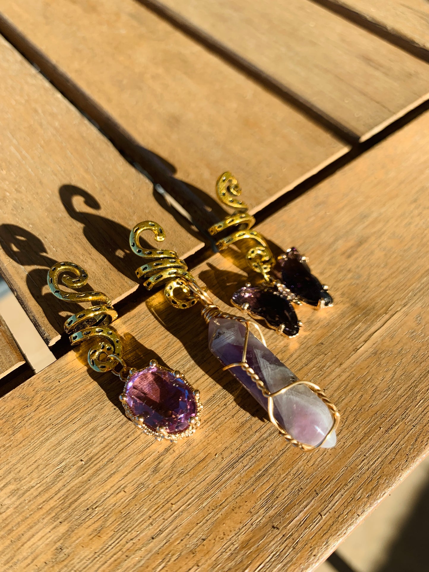 AMETHYST BUTTERFLY HAIR CHARMS SET