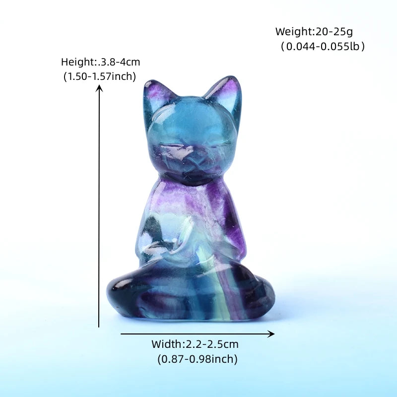 FLUORITE SITTING CAT CARVING FIGURINE