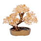 Decorative crystal bonsai tree in a gold pot on a white background