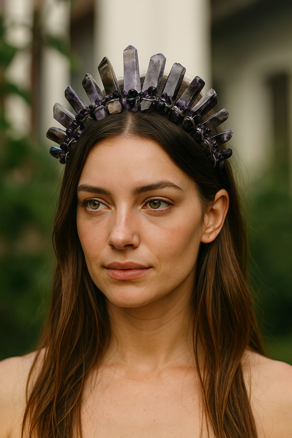 AMETHYST SILVER CROWN WITH AMETHYST CHIPS