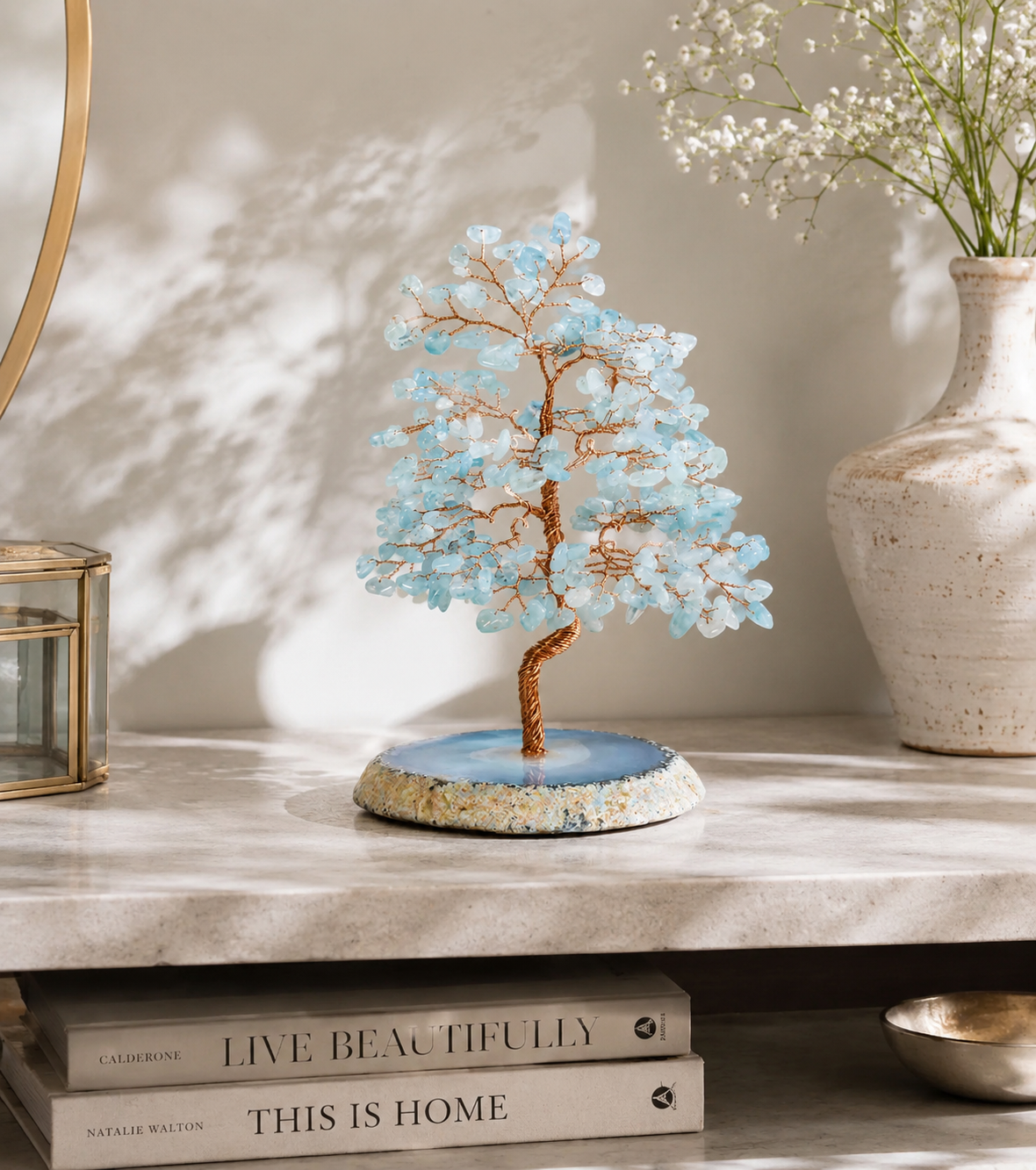 Natural Agate Crystal Tree Decorative Gemstone Art for Home