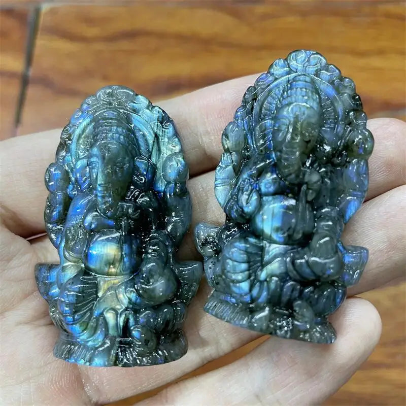 LABRADORITE CARVED GANESHA CRYSTAL 