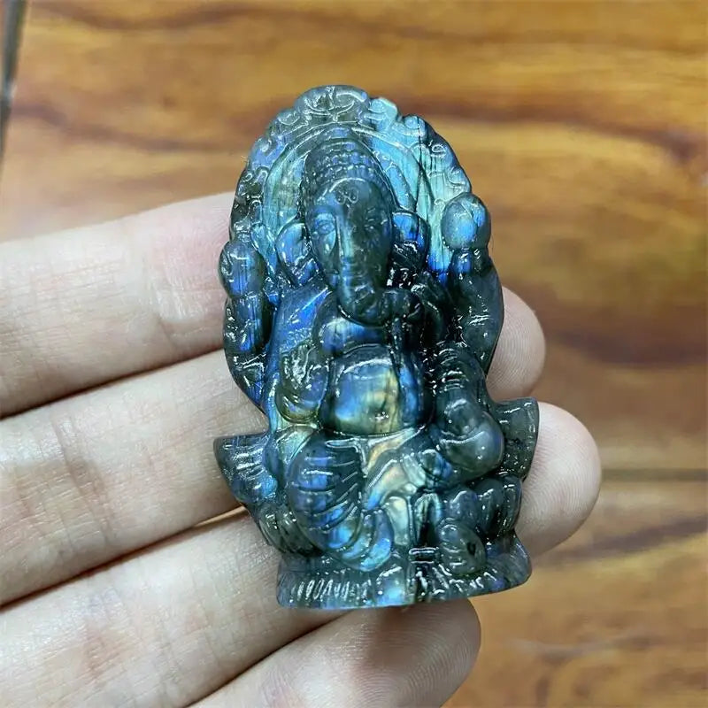 LABRADORITE CARVED GANESHA CRYSTAL 