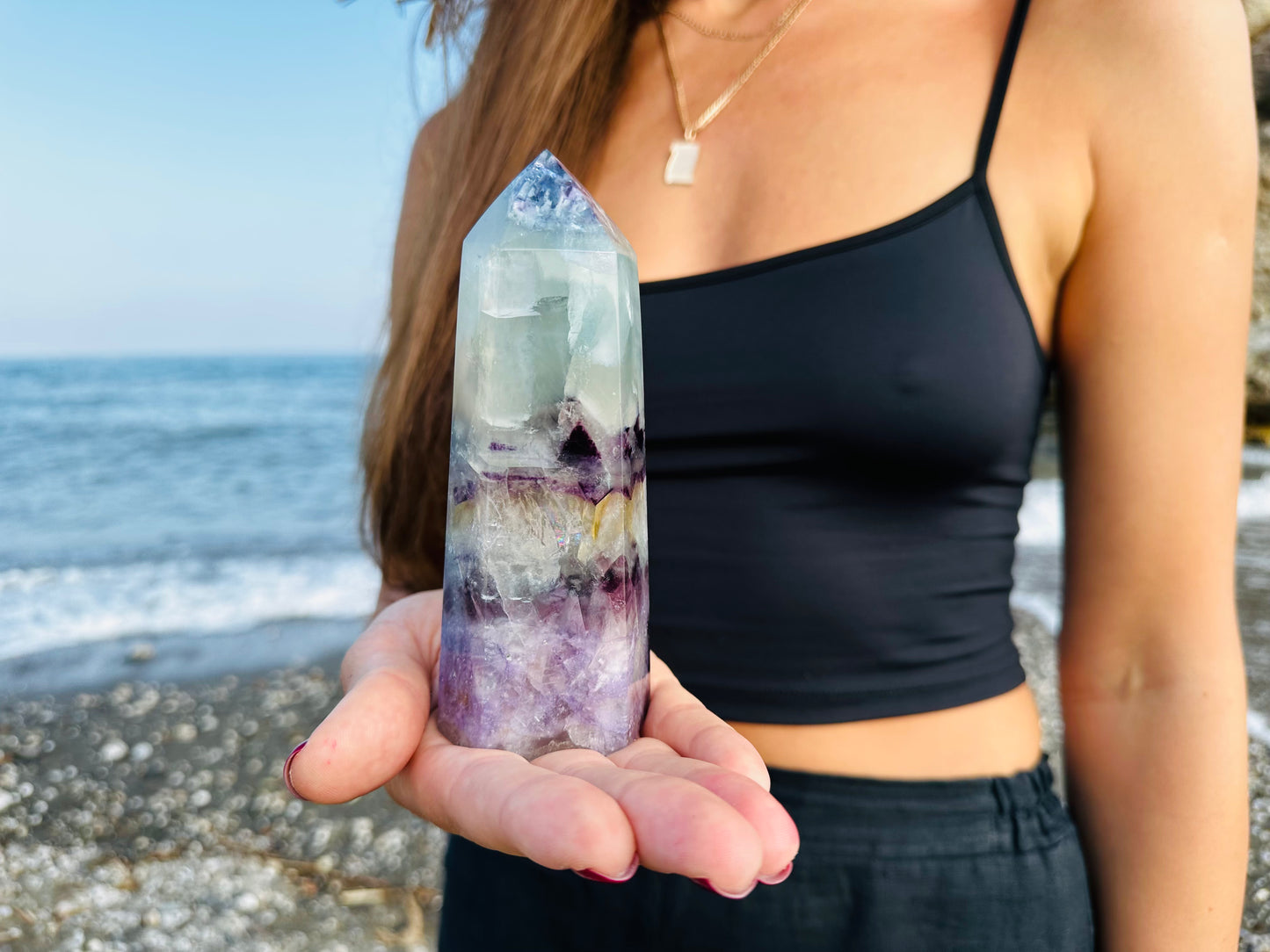 LARGE RAINBOW FLUORITE CRYSTAL TOWER