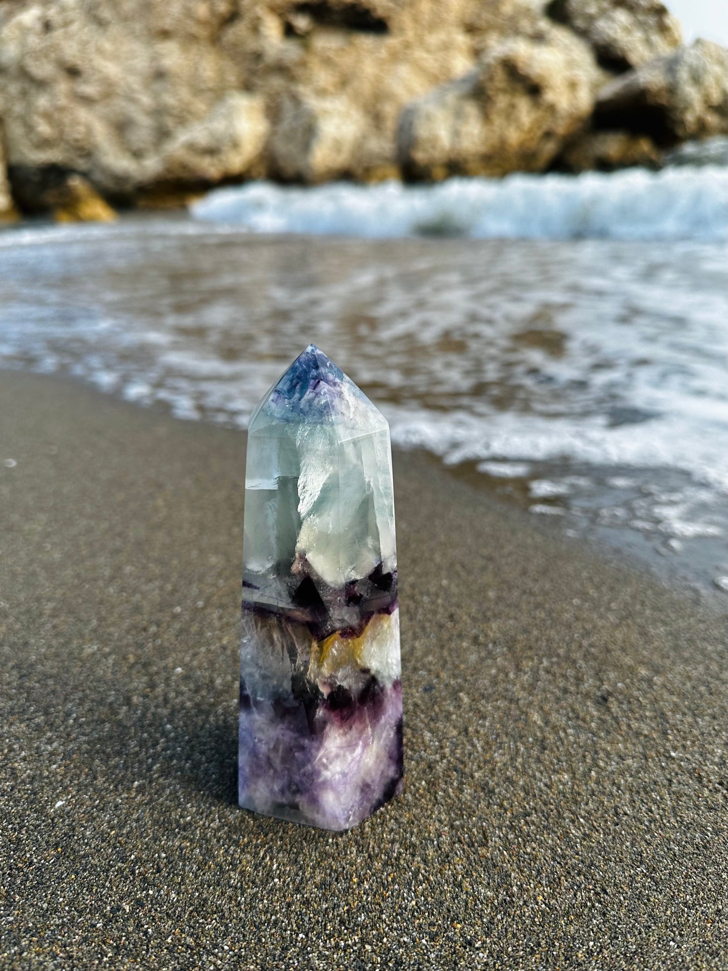 LARGE RAINBOW FLUORITE CRYSTAL TOWER