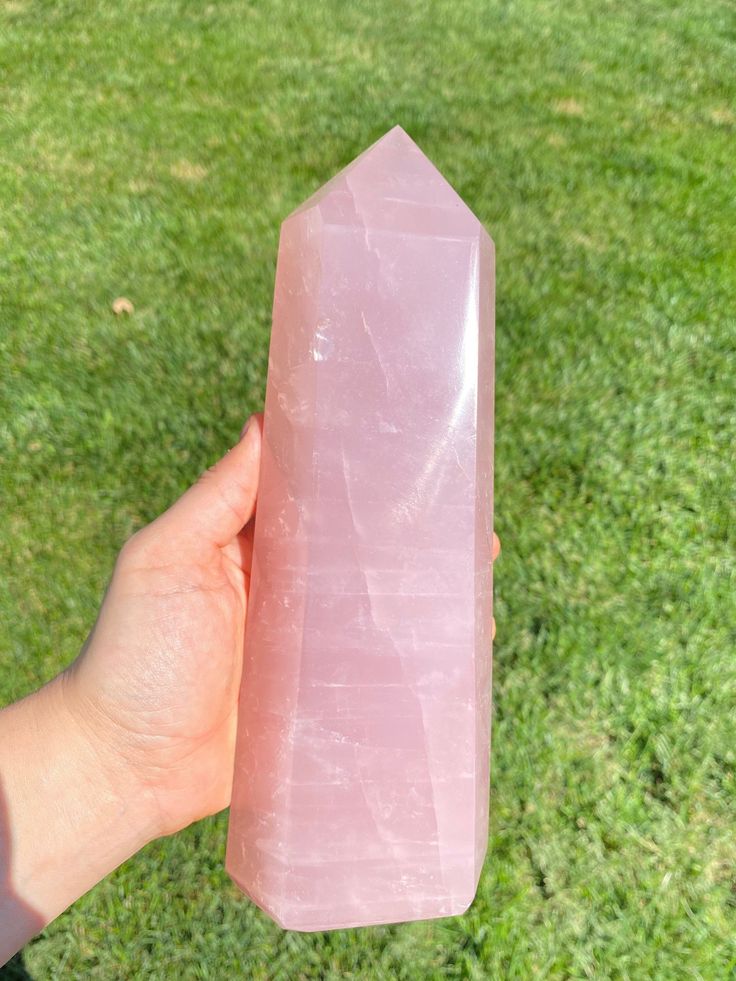 LARGE ROSE QUARTZ HEXAGONAL TOWER