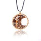 Tiger eye stone pendant with gold wire wrapping on a white background