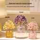 Three crystal trees labeled 'Wealth', 'Career', and 'Love' on a neutral background.