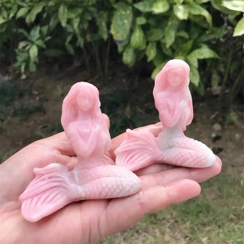 PINK OPAL CRYSTAL MERMAID CARVING