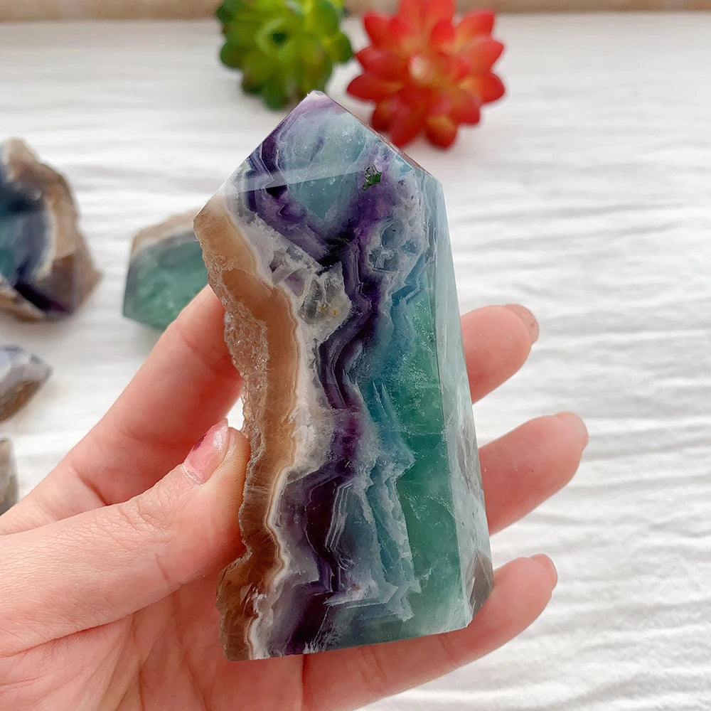 RAINBOW FLUORITE CRYSTAL TOWER