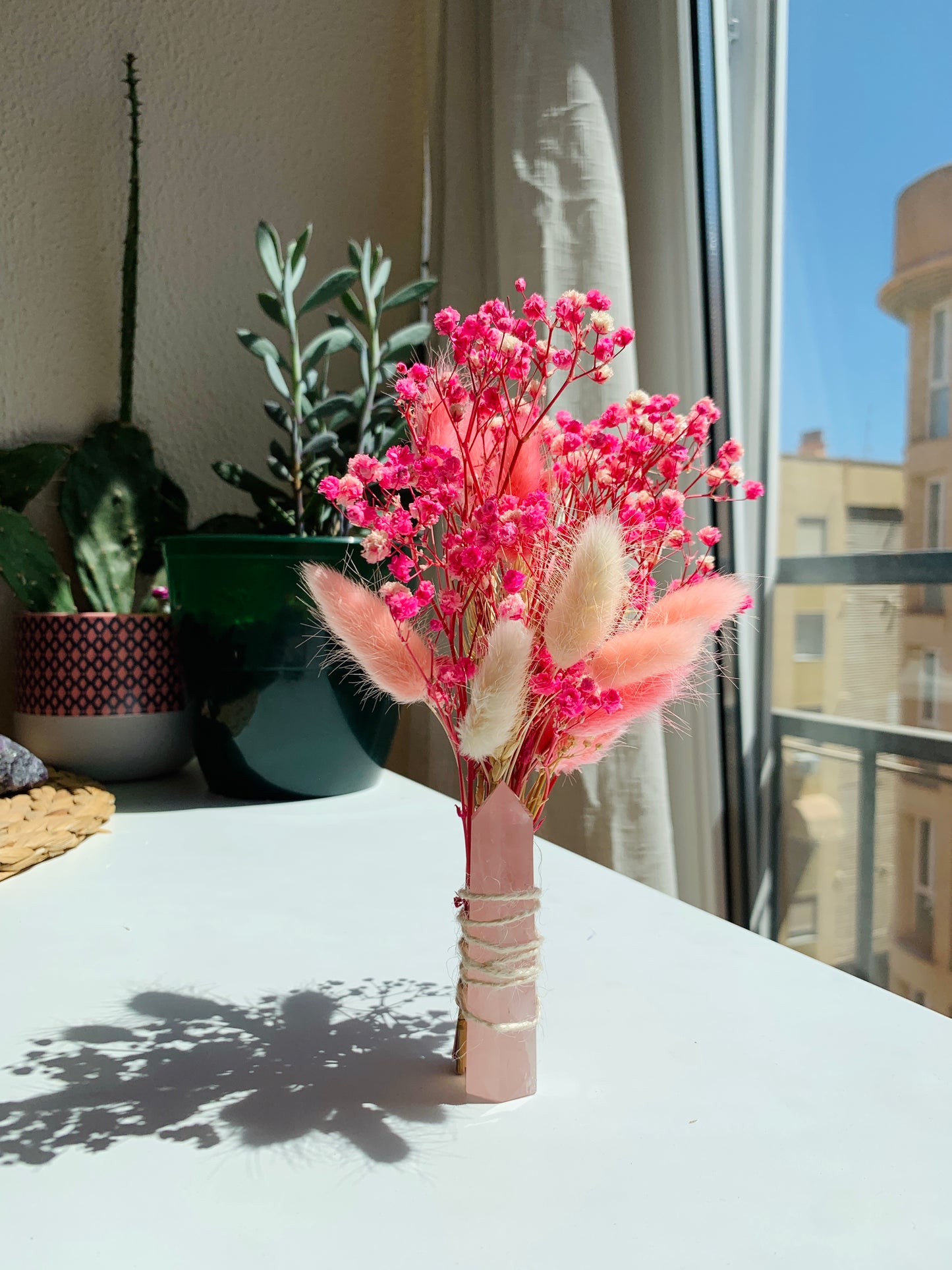 ROSE QUARTZ CRYSTAL FLOWER BOUQUETS