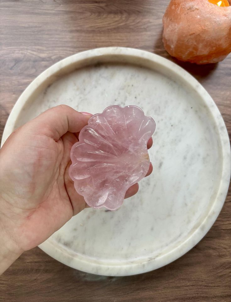 ROSE QUARTZ CRYSTAL SHELL BOWL