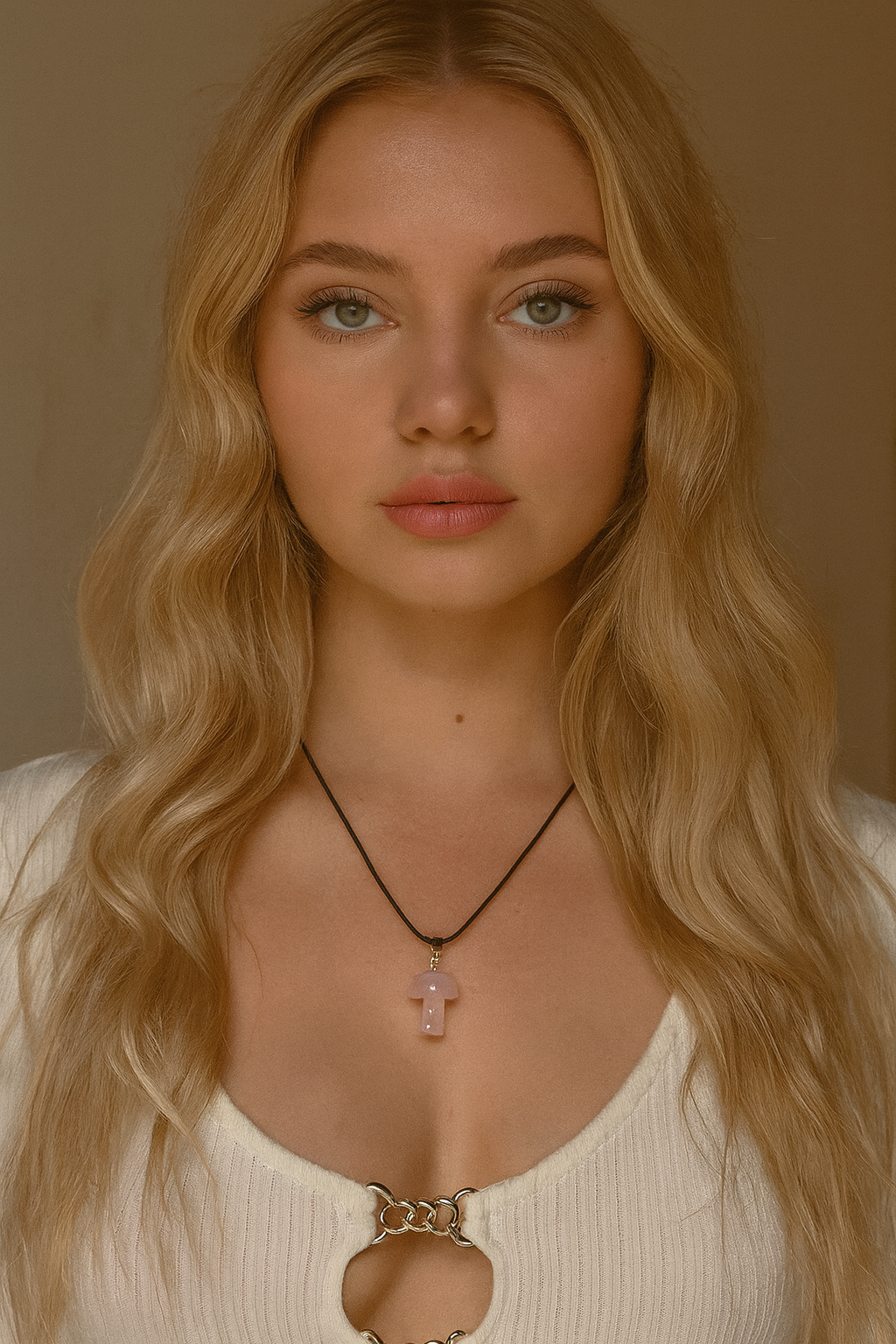 ROSE QUARTZ MUSHROOM NECKLACE