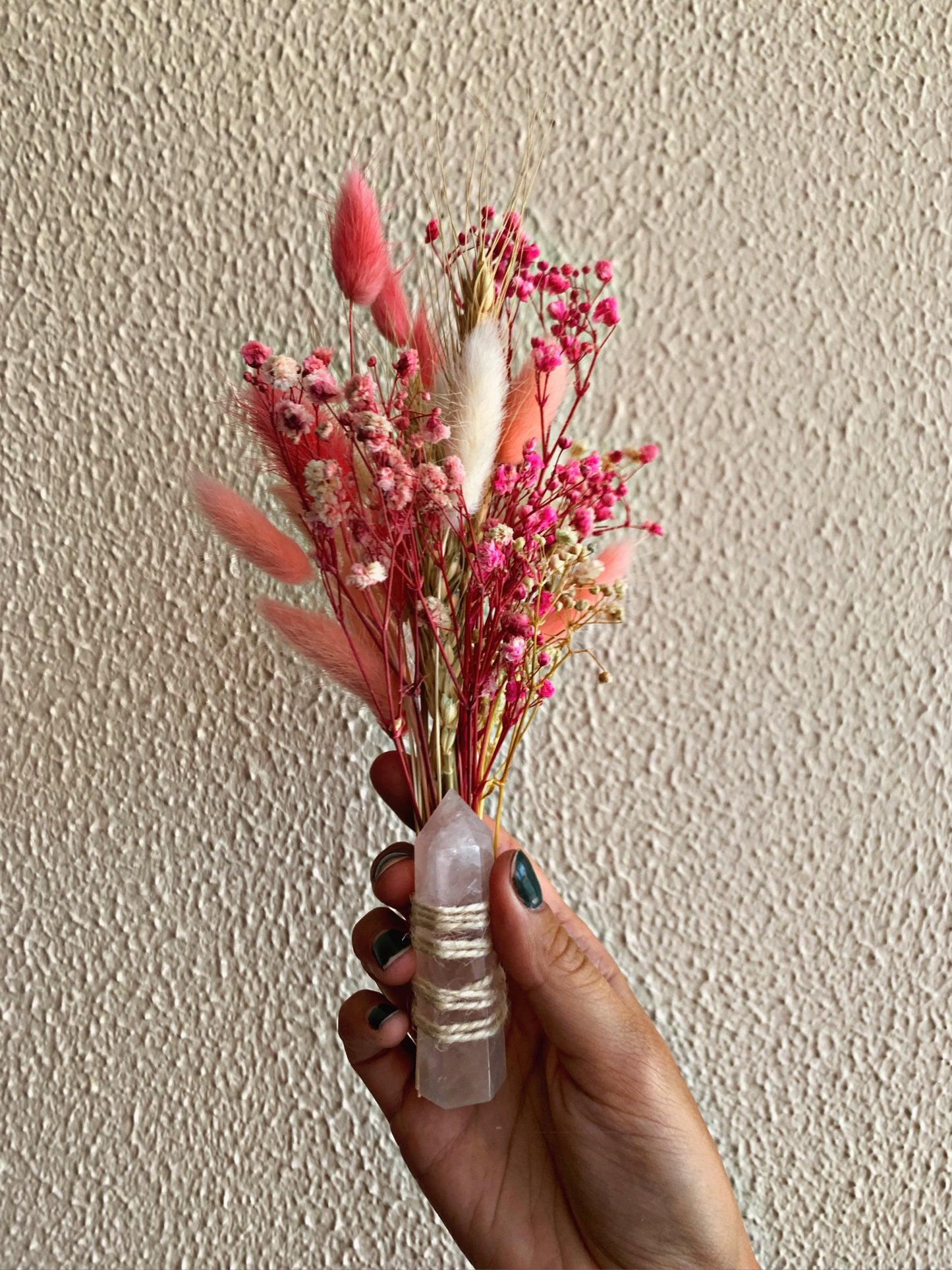 ROSE QUARTZ CRYSTAL FLOWER BOUQUETS