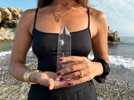 LARGE CLEAR QUARTZ CRYSTAL TOWER