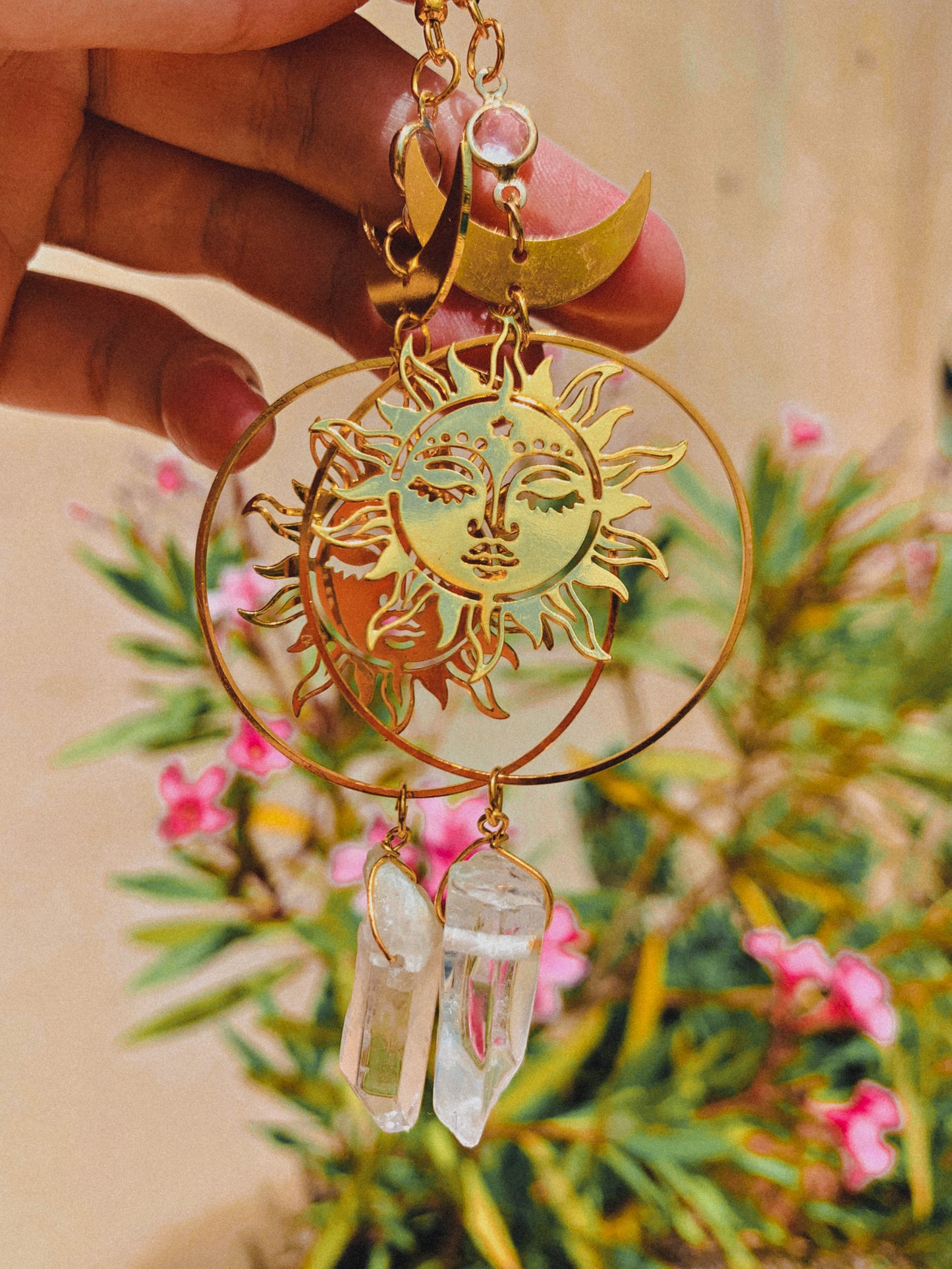 SUN GODDESS CLEAR QUARTZ EARRINGS