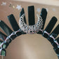 BLACK AGATE MOON SILVER GODDESS CRYSTAL CROWN