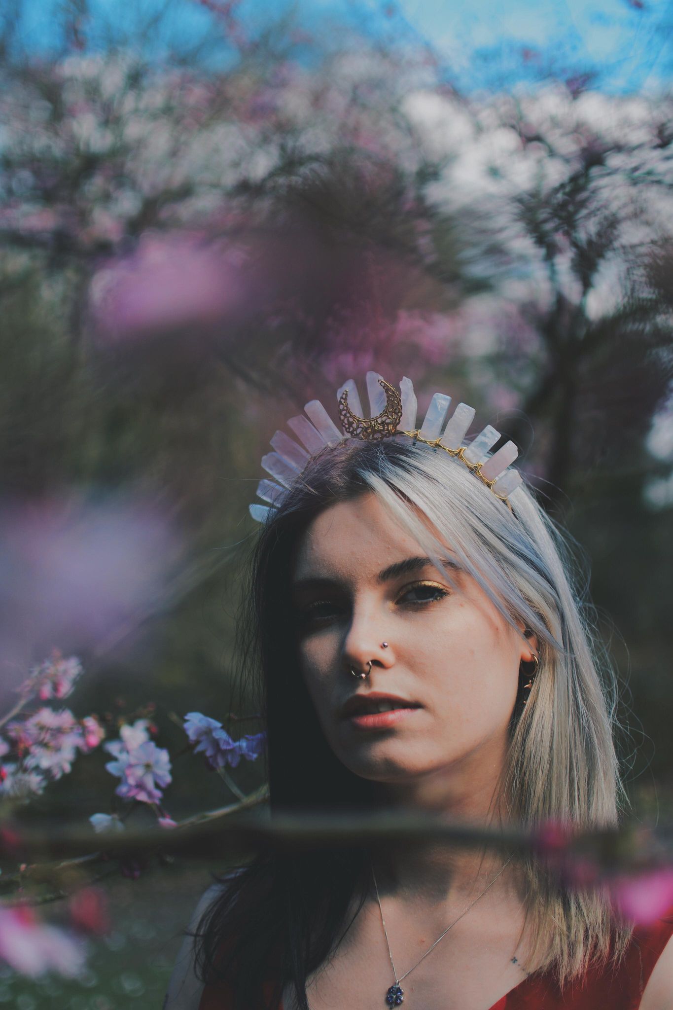 ROSE QUARTZ MOON GODDESS CRYSTAL CROWN