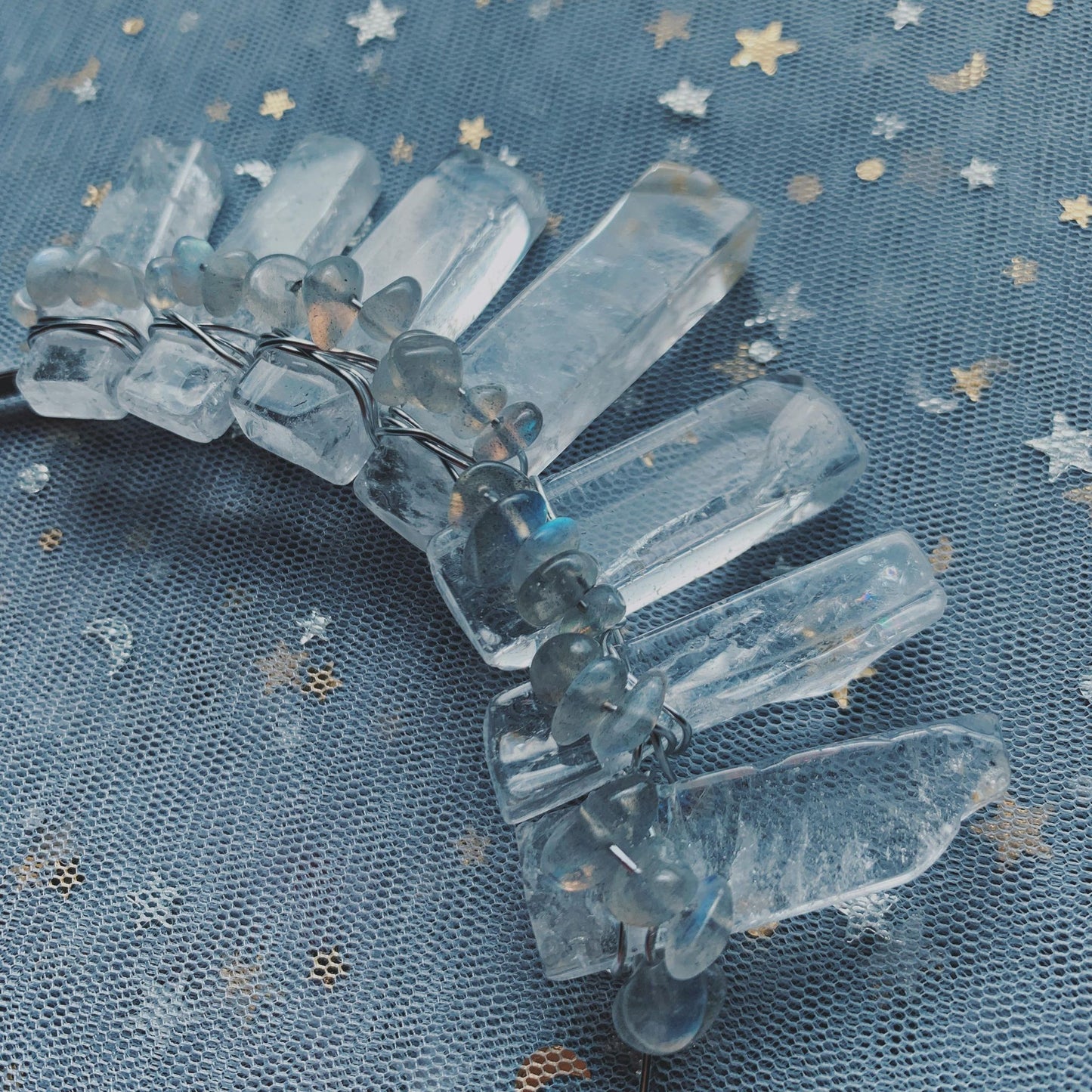 CLEAR QUARTZ & LABRADORITE CROWN