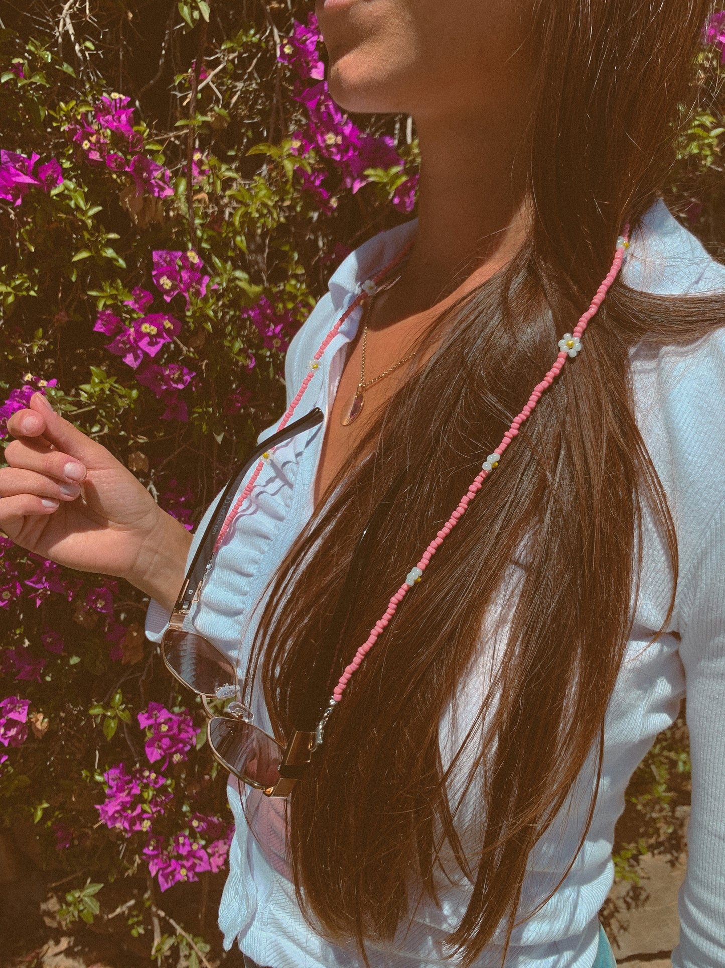 BEADED FLOWER SUNGLASSES & FACE MASK LANYARDS