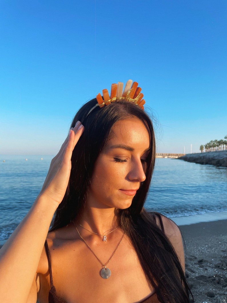 ORANGE AVENTURINE MOON GODDESS CRYSTAL CROWN