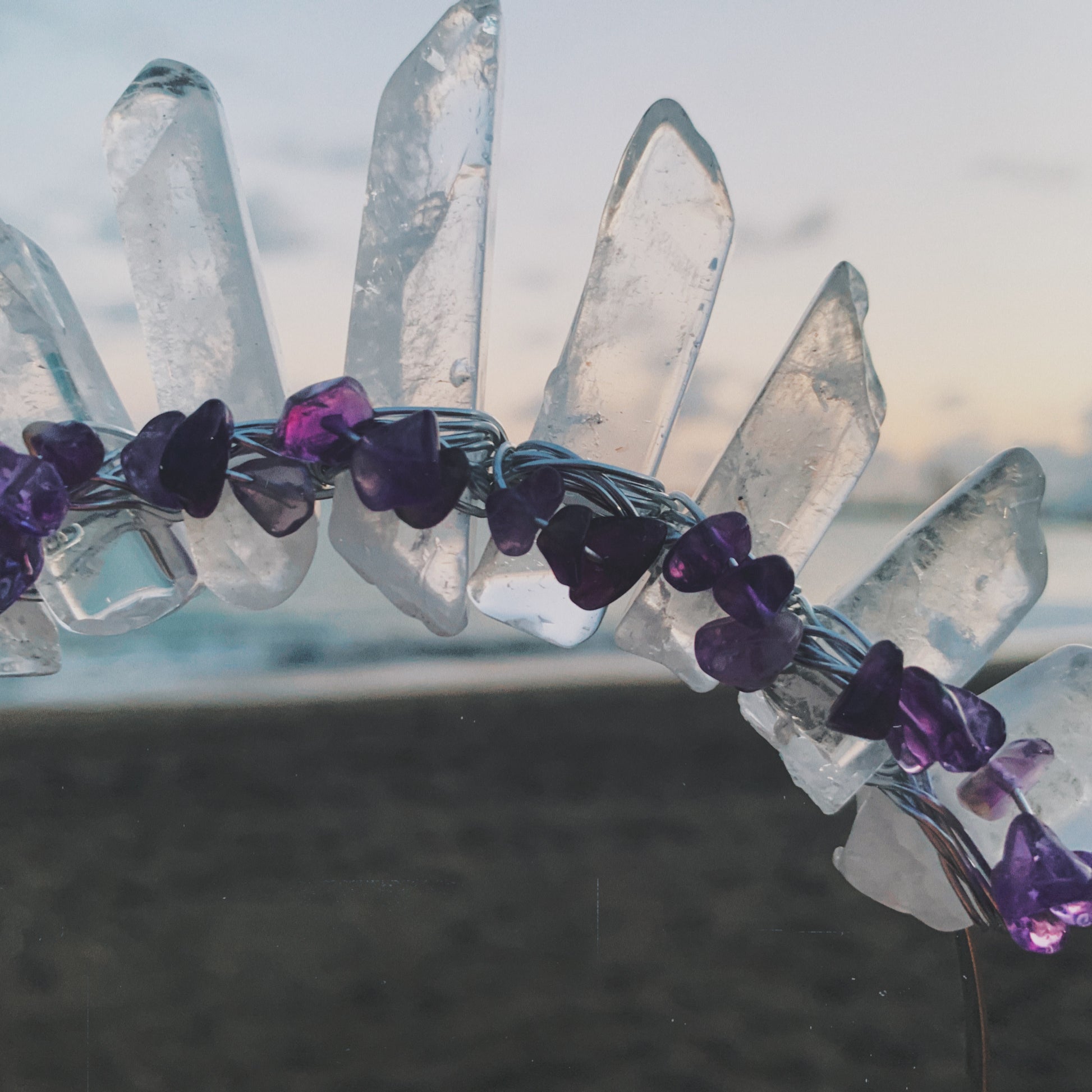 CLEAR QUARTZ & AMETHYST CROWN