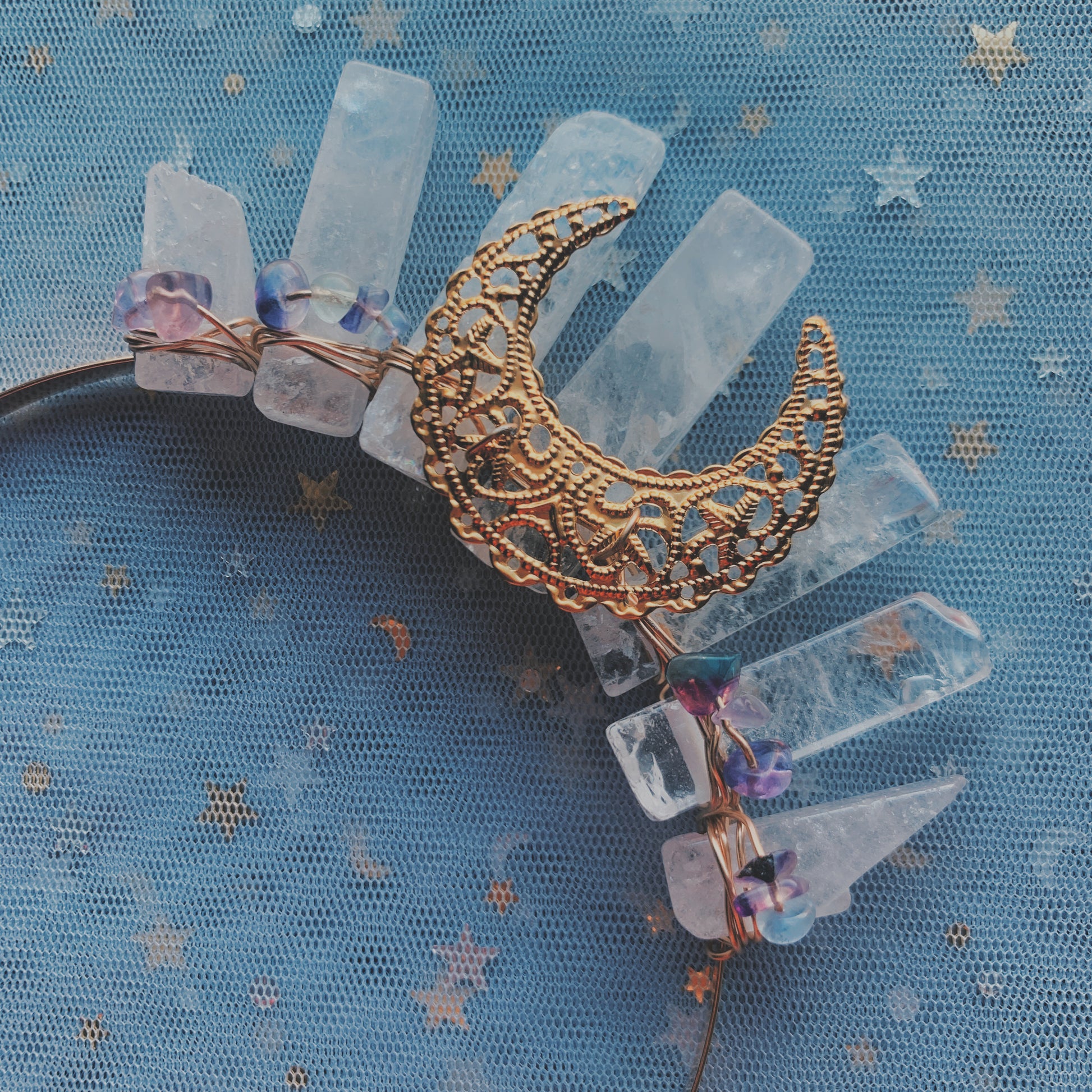 CLEAR QUARTZ & FLUORITE CROWN