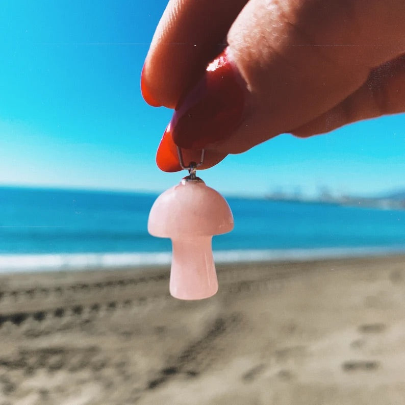 ROSE QUARTZ MUSHROOM NECKLACE