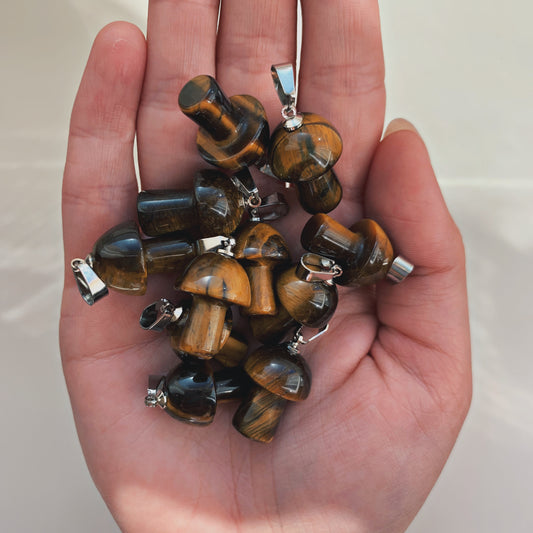 TIGERS EYE MUSHROOM NECKLACE