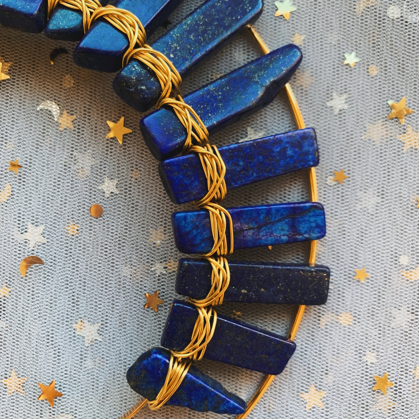 LAPIS LAZULI GOLD HALO GODDESS CRYSTAL CROWN