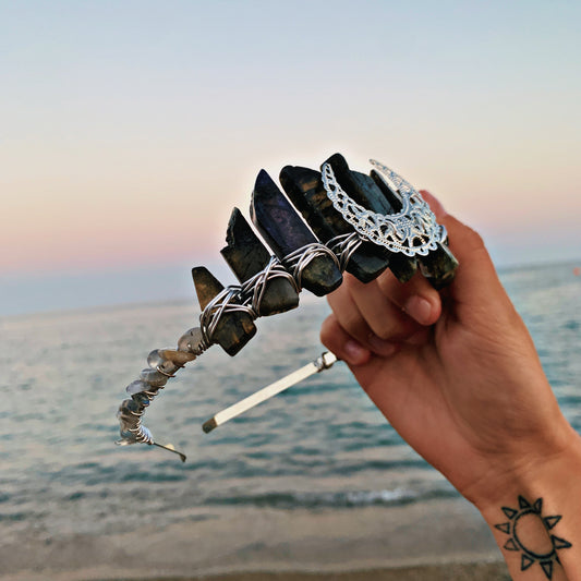 LABRADORITE MOON CRYSTAL FAIRY CROWN