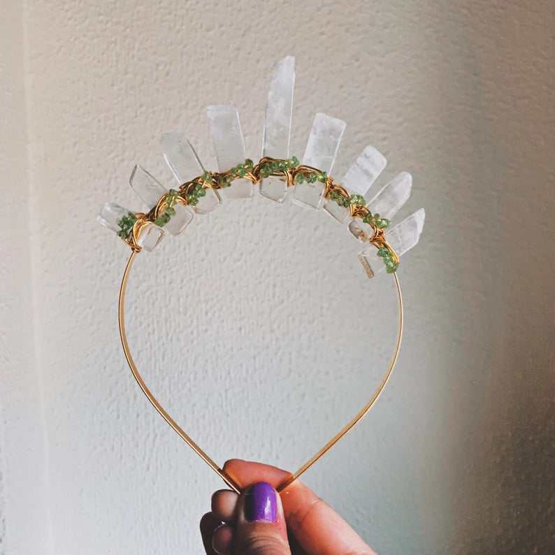 CLEAR QUARTZ & PERIDOT CROWN