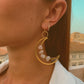 ROSE QUARTZ CRYSTAL MOON EARRINGS
