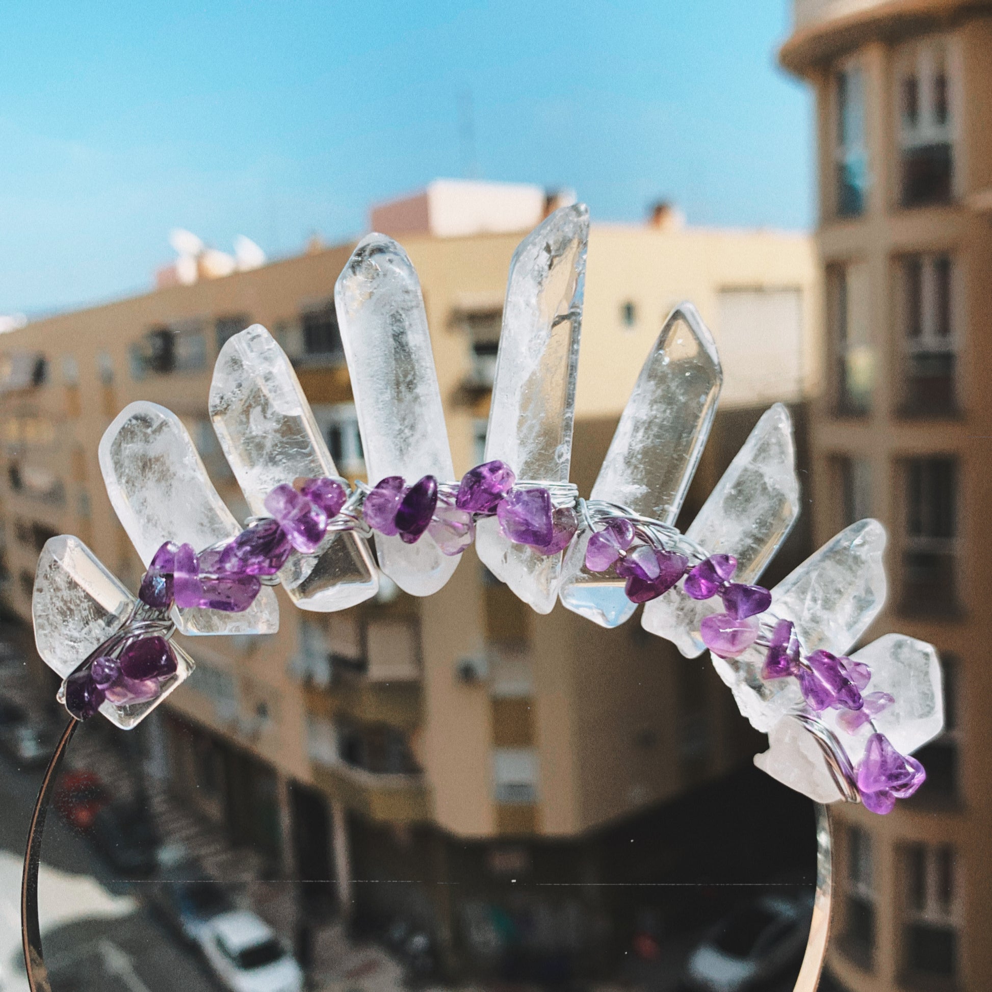 CLEAR QUARTZ & AMETHYST CROWN