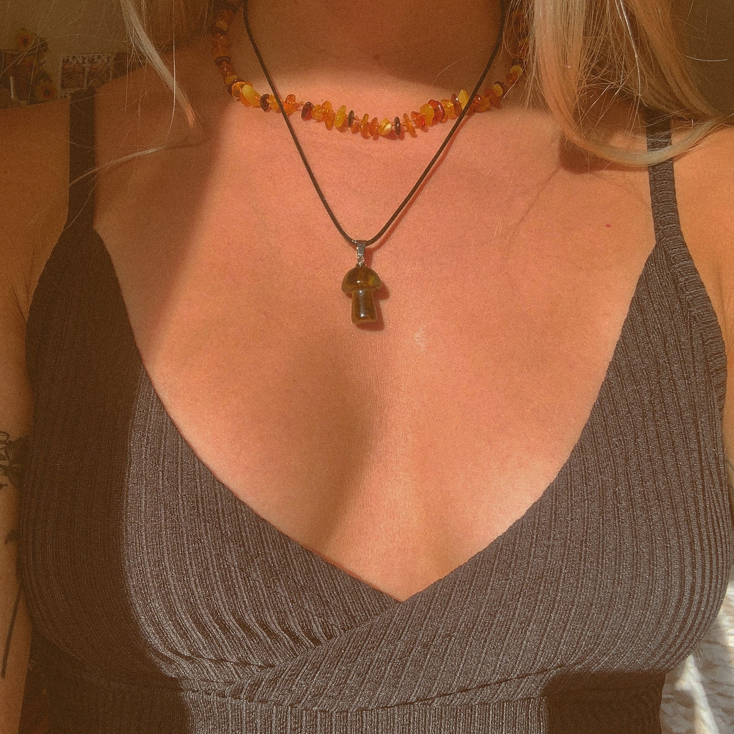 TIGERS EYE MUSHROOM NECKLACE