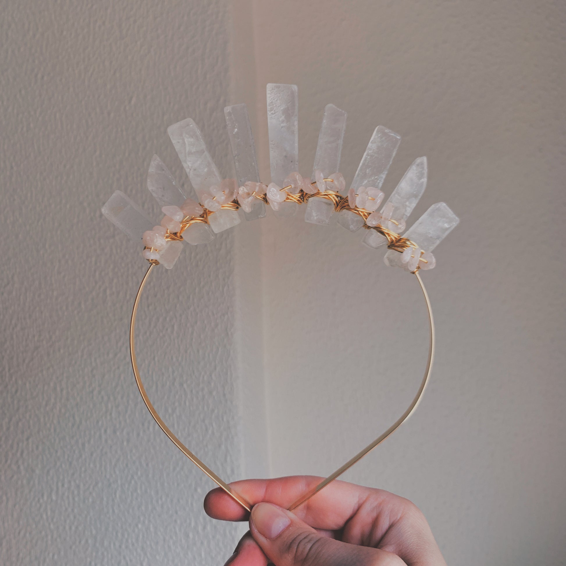 CLEAR QUARTZ & ROSE QUARTZ  CROWN