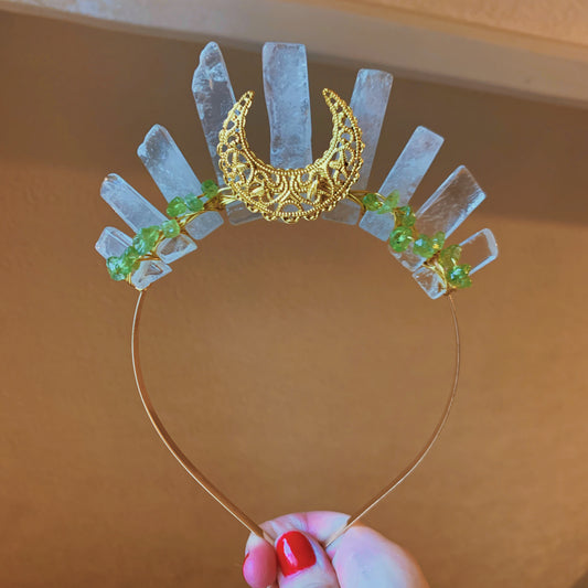 CLEAR QUARTZ & PERIDOT CROWN