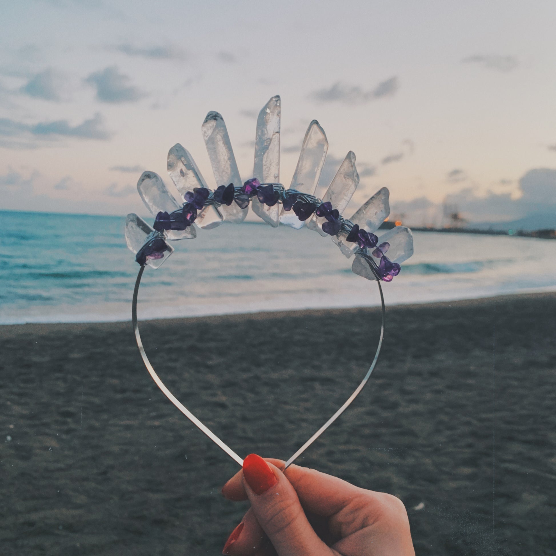 CLEAR QUARTZ & AMETHYST CROWN