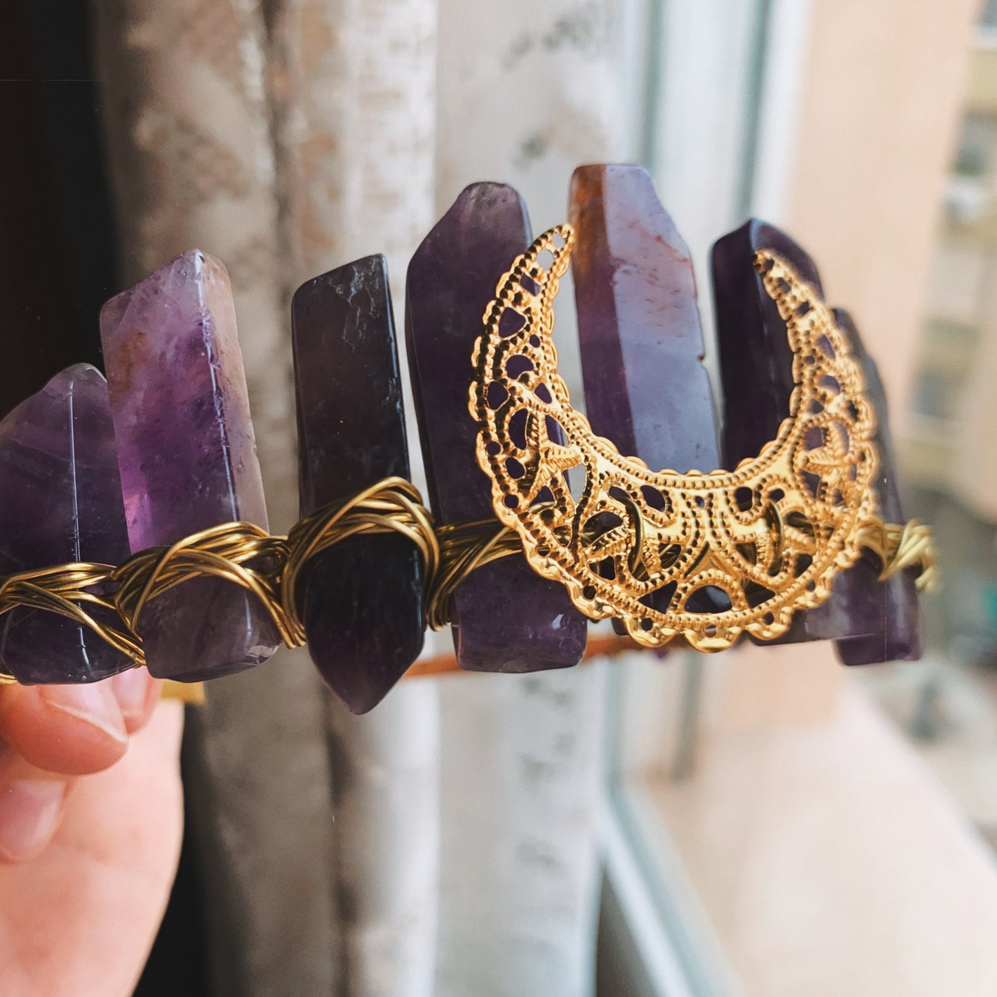 AMETHYST CRYSTAL FAIRY CROWN GOLD