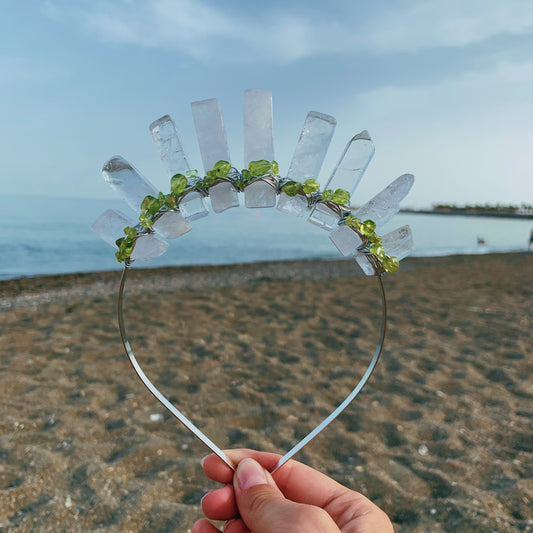 CLEAR QUARTZ & PERIDOT CROWN