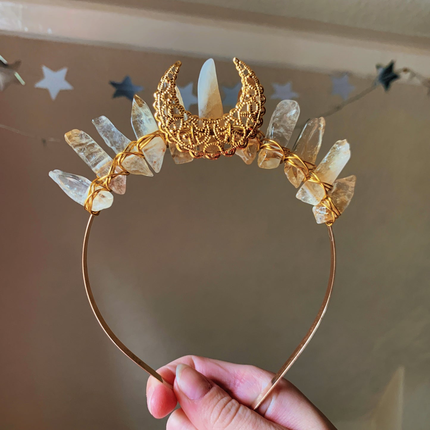 CITRINE SMALL MOON GODDESS CRYSTAL CROWN